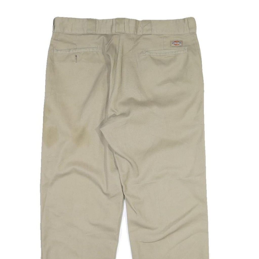 DICKIES Mens Cotton Beige Regular Fit Straight Leg Trousers W36 L29 Workwear