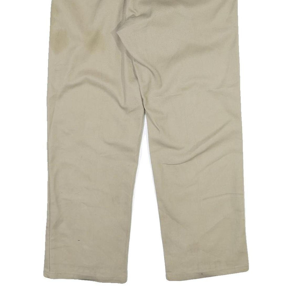 DICKIES Mens Cotton Beige Regular Fit Straight Leg Trousers W36 L29 Workwear