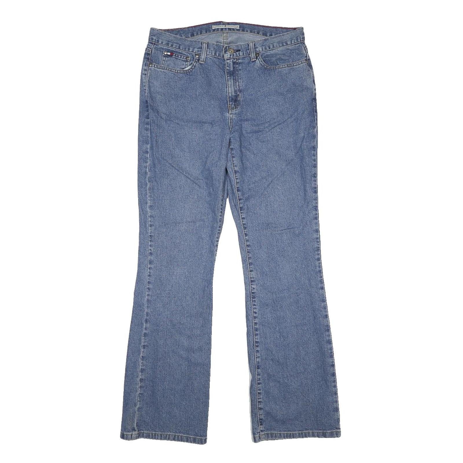 TOMMY HILFIGER Womens Blue Regular Fit Bootcut Denim Jeans W32 L31 Button