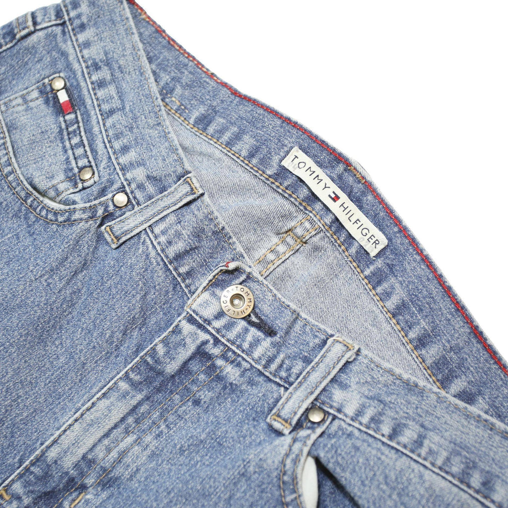TOMMY HILFIGER Womens Blue Regular Fit Bootcut Denim Jeans W32 L31 Button