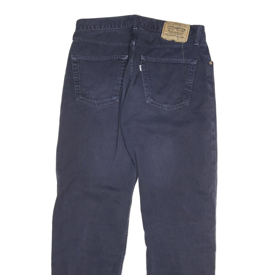 LEVI'S Mens Regular Navy Blue Cotton Blend Button Trousers W30 L28 Casual