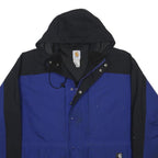 CARHARTT Mens Blue & Black Woven Zip Jacket XL Hooded Workwear Outdoor