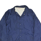 MIDWEST TRADERS Mens Navy Blue Nylon Button Jacket M Plain Casual Outerwear