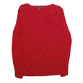 TOMMY HILFIGER Womens Red Patterned Pullover V-Neck Basic Knit M Jumper