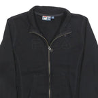FILA Womens Black Zip Jacket S Cotton Blend Plain Casual Sportswear Sweatshirt