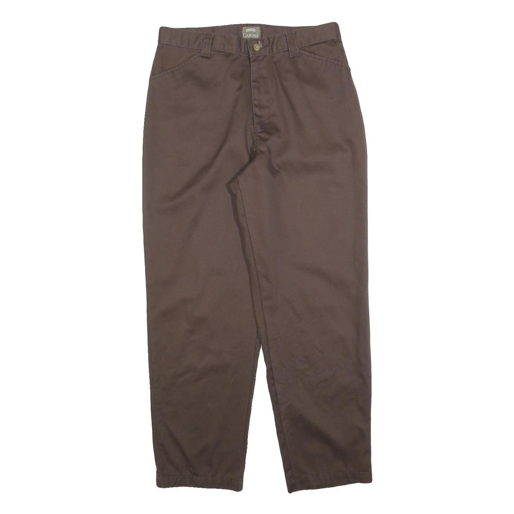 RIDERS Womens Cotton Blend Brown Regular Leg Trousers W30 L28 Casual Style Zip