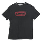 LEVI'S Mens Black Graphic T-Shirt M Short Sleeve Crew Neck Cotton Blend