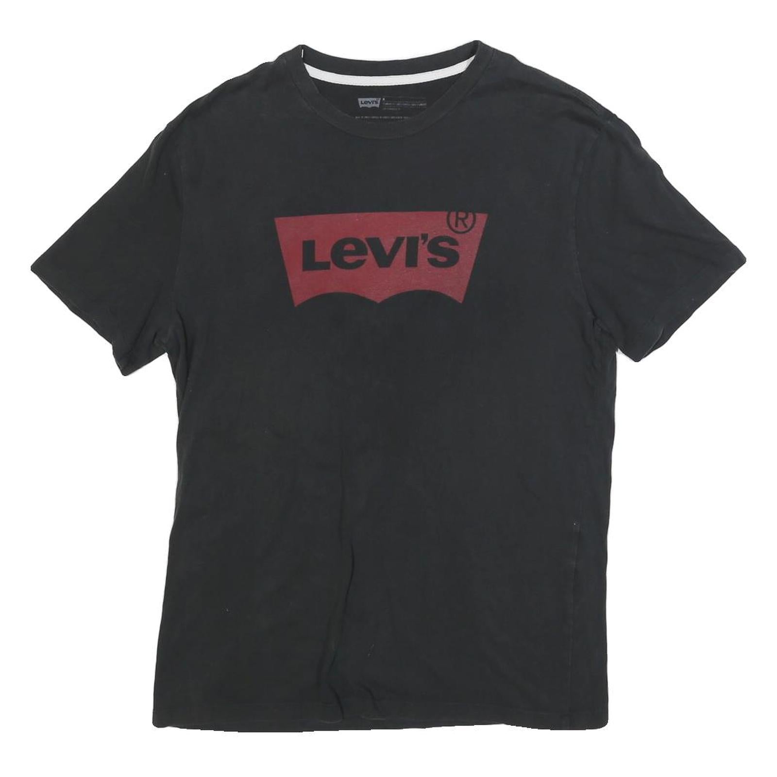 LEVI'S Mens Black Graphic T-Shirt M Short Sleeve Crew Neck Cotton Blend