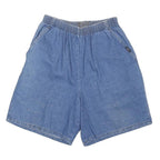 Womens Blue Casual Cotton Blend Elastic Waist Shorts UK 10 W26 Relaxed Fit