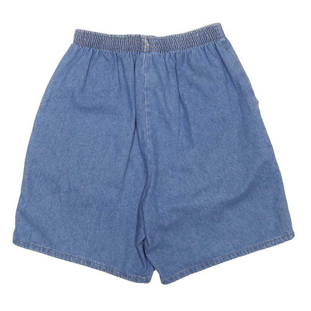 Womens Blue Casual Cotton Blend Elastic Waist Shorts UK 10 W26 Relaxed Fit