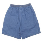 Womens Blue Casual Cotton Blend Elastic Waist Shorts UK 10 W26 Relaxed Fit