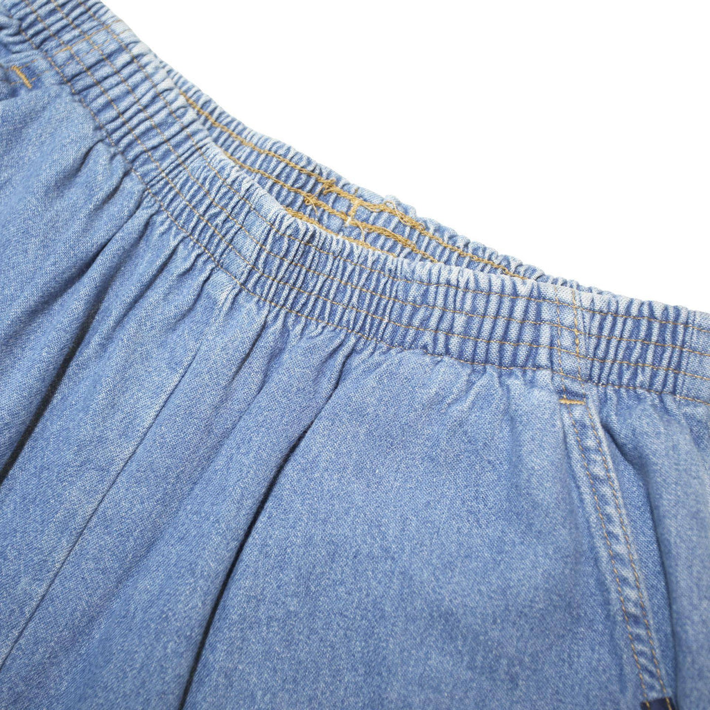 Womens Blue Casual Cotton Blend Elastic Waist Shorts UK 10 W26 Relaxed Fit