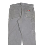 DICKIES Mens Cotton Blend Relaxed Grey Workwear Trousers W38 L32 Utility Zip