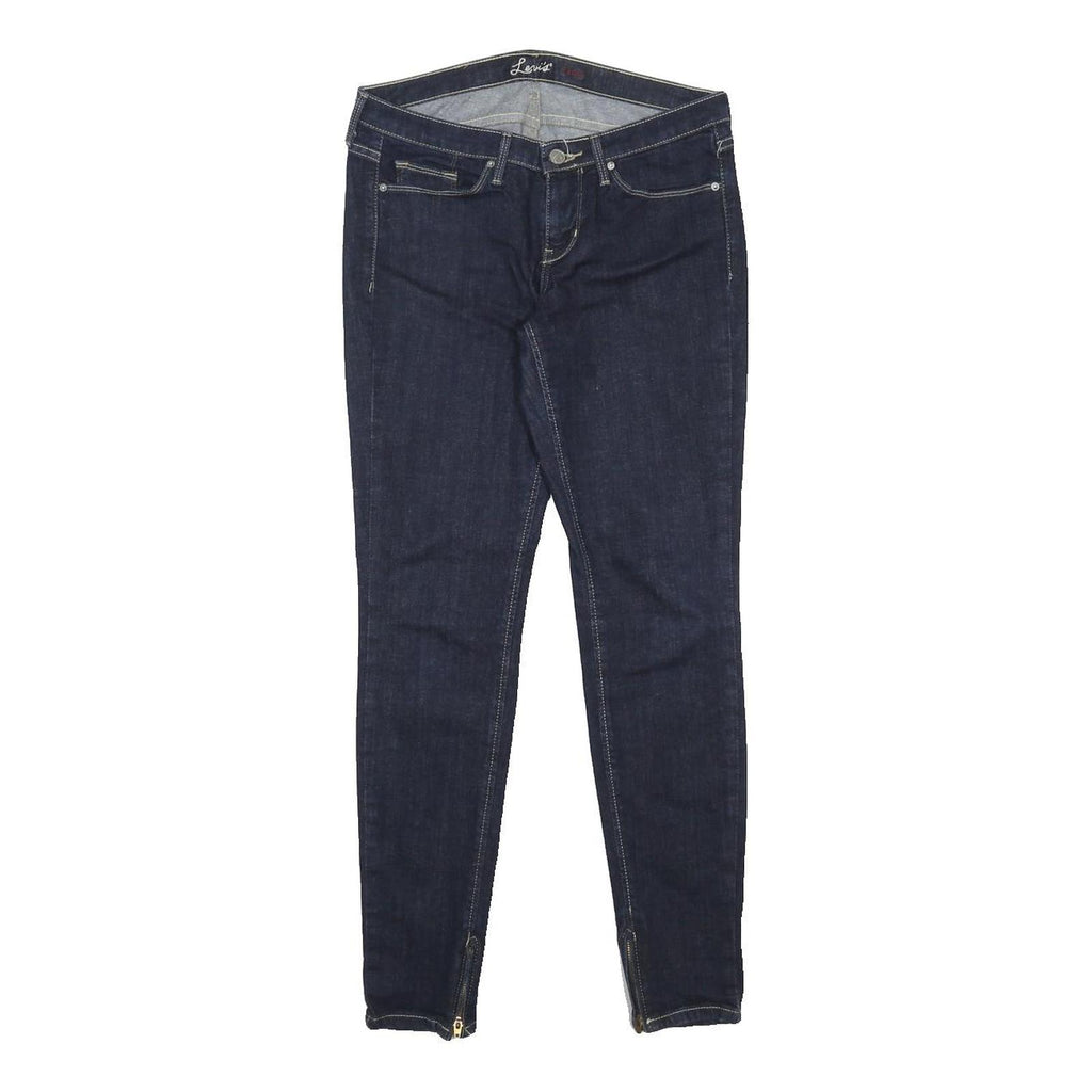 LEVI'S Womens Dark Blue Slim Skinny Denim Jeans W28 L30 Zipper Ankle Detail