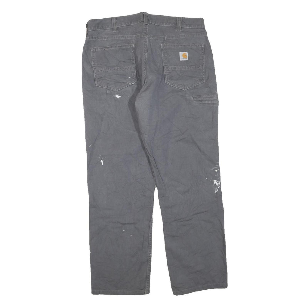 CARHARTT Mens Regular Fit Grey Cotton Blend Zip Trousers W36 L30 Workwear