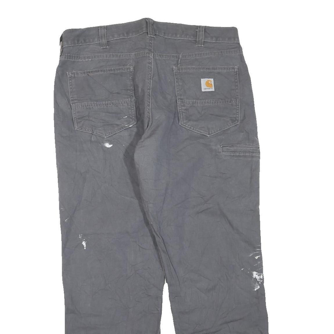 CARHARTT Mens Regular Fit Grey Cotton Blend Zip Trousers W36 L30 Workwear