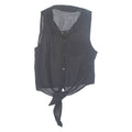 Tie Front Sheer Womens Shirt Black Collared S