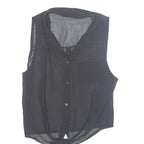 Tie Front Sheer Womens Shirt Black Collared S
