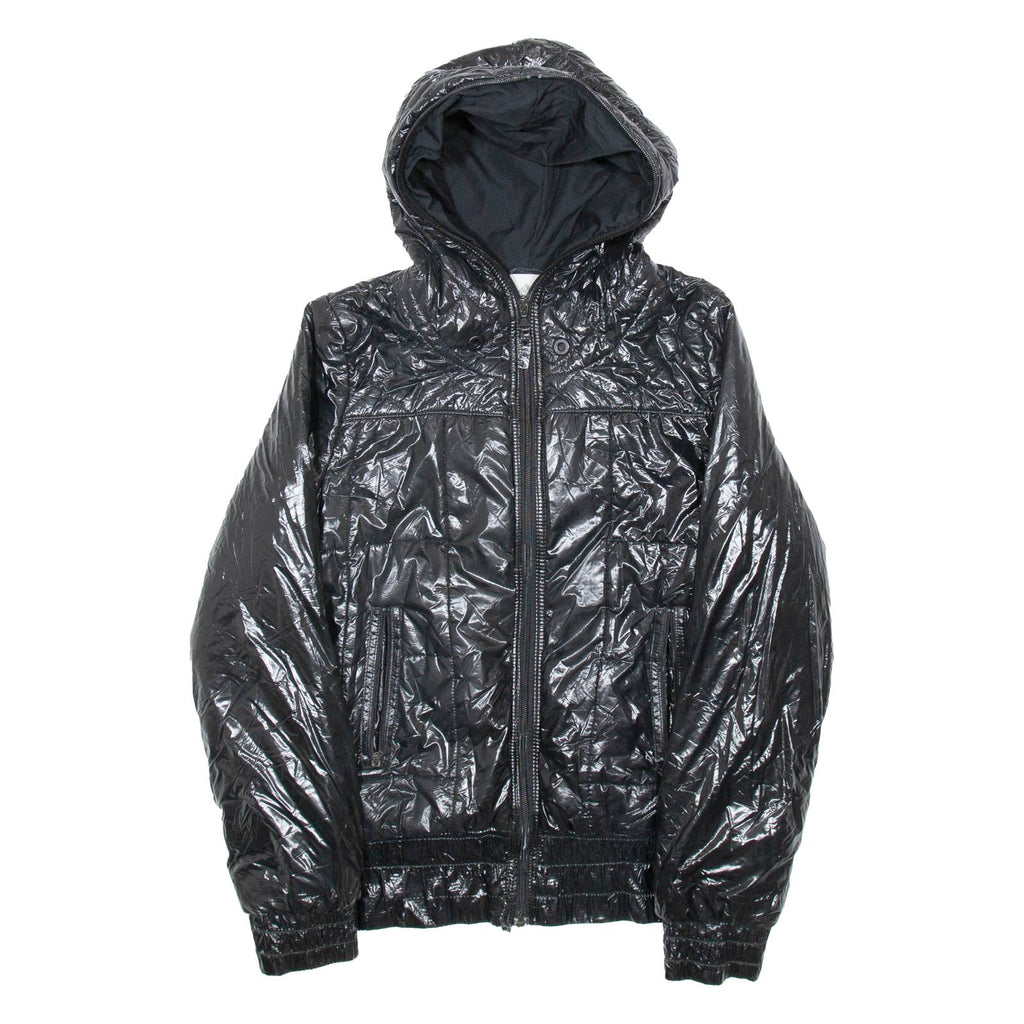 ADIDAS Womens Puffer Coat Black Hooded UK 10