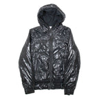 ADIDAS Womens Puffer Coat Black Hooded UK 10