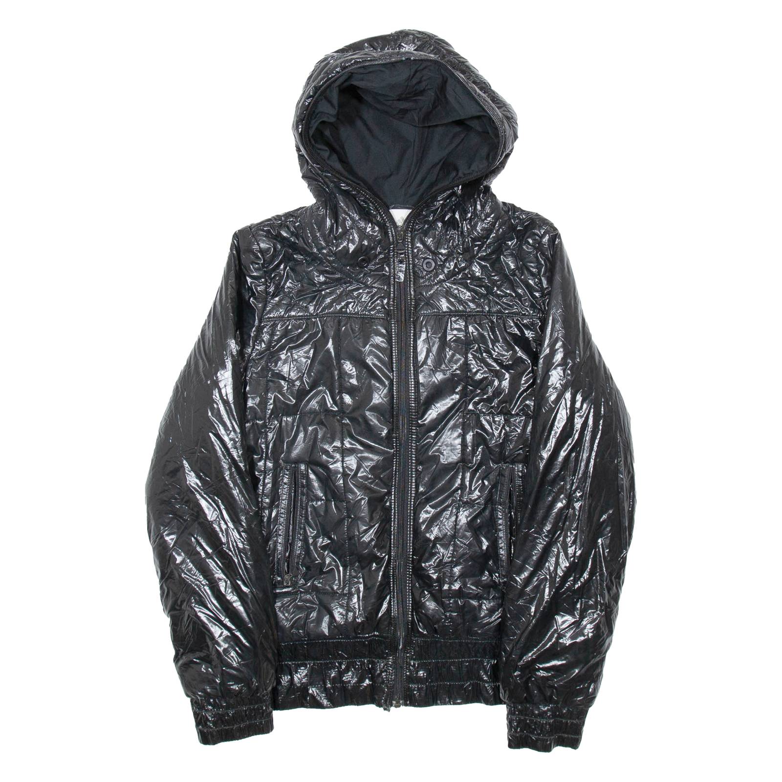 ADIDAS Womens Puffer Coat Black Hooded UK 10