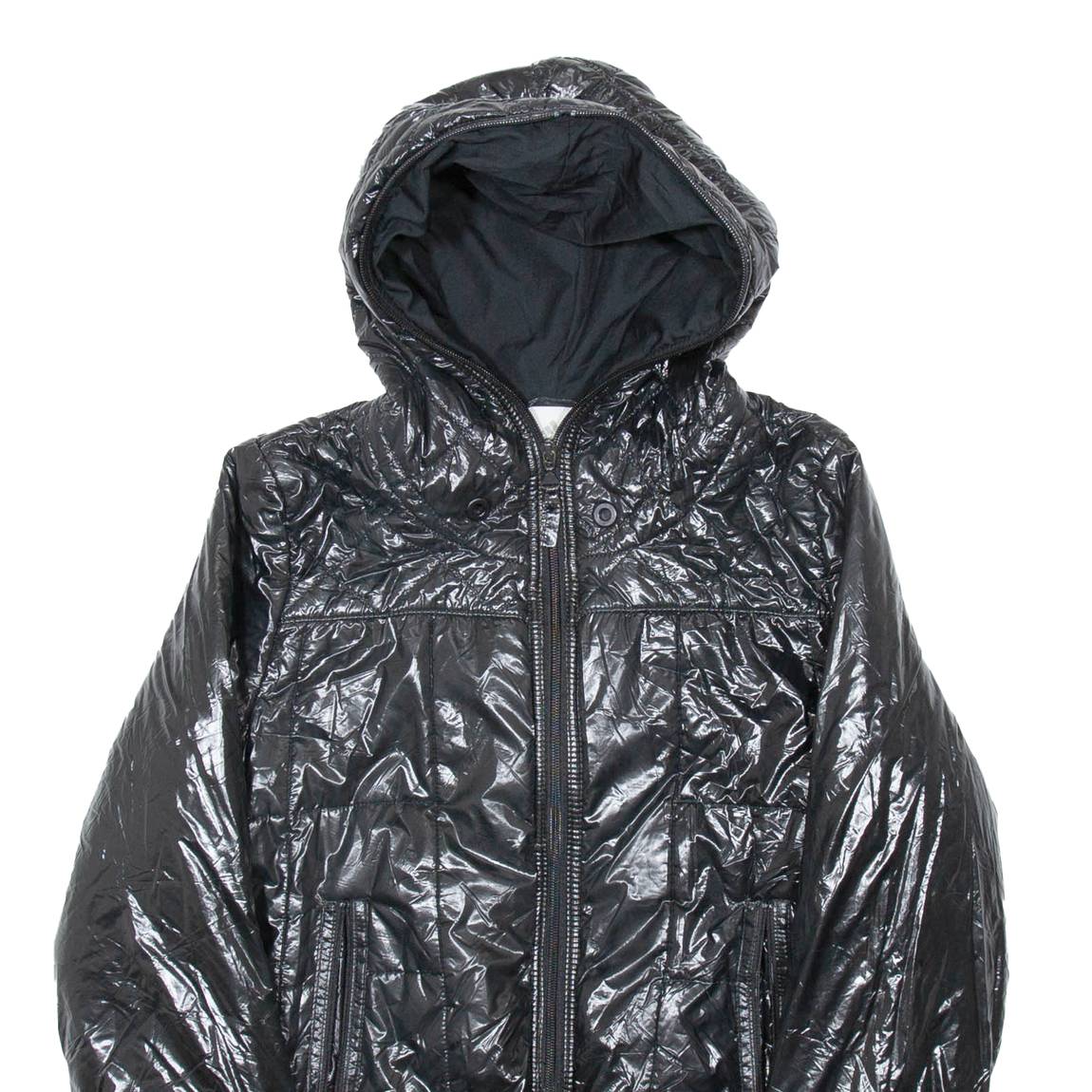 ADIDAS Womens Puffer Coat Black Hooded UK 10