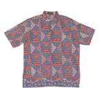 Mens Red Blue Pattern Shirt XL Cotton Blend Casual Summer Holiday Style
