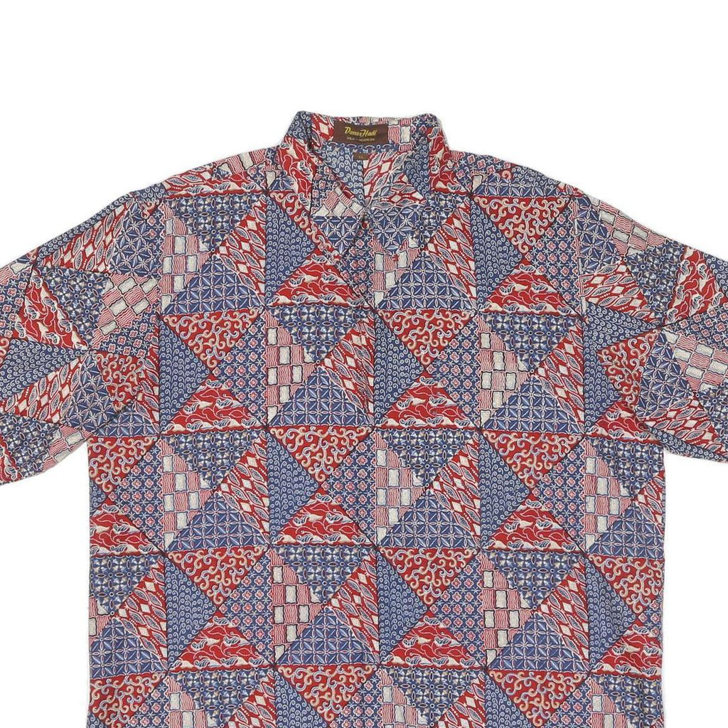 Mens Red Blue Pattern Shirt XL Cotton Blend Casual Summer Holiday Style