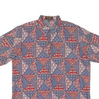 Mens Red Blue Pattern Shirt XL Cotton Blend Casual Summer Holiday Style