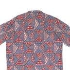 Mens Red Blue Pattern Shirt XL Cotton Blend Casual Summer Holiday Style