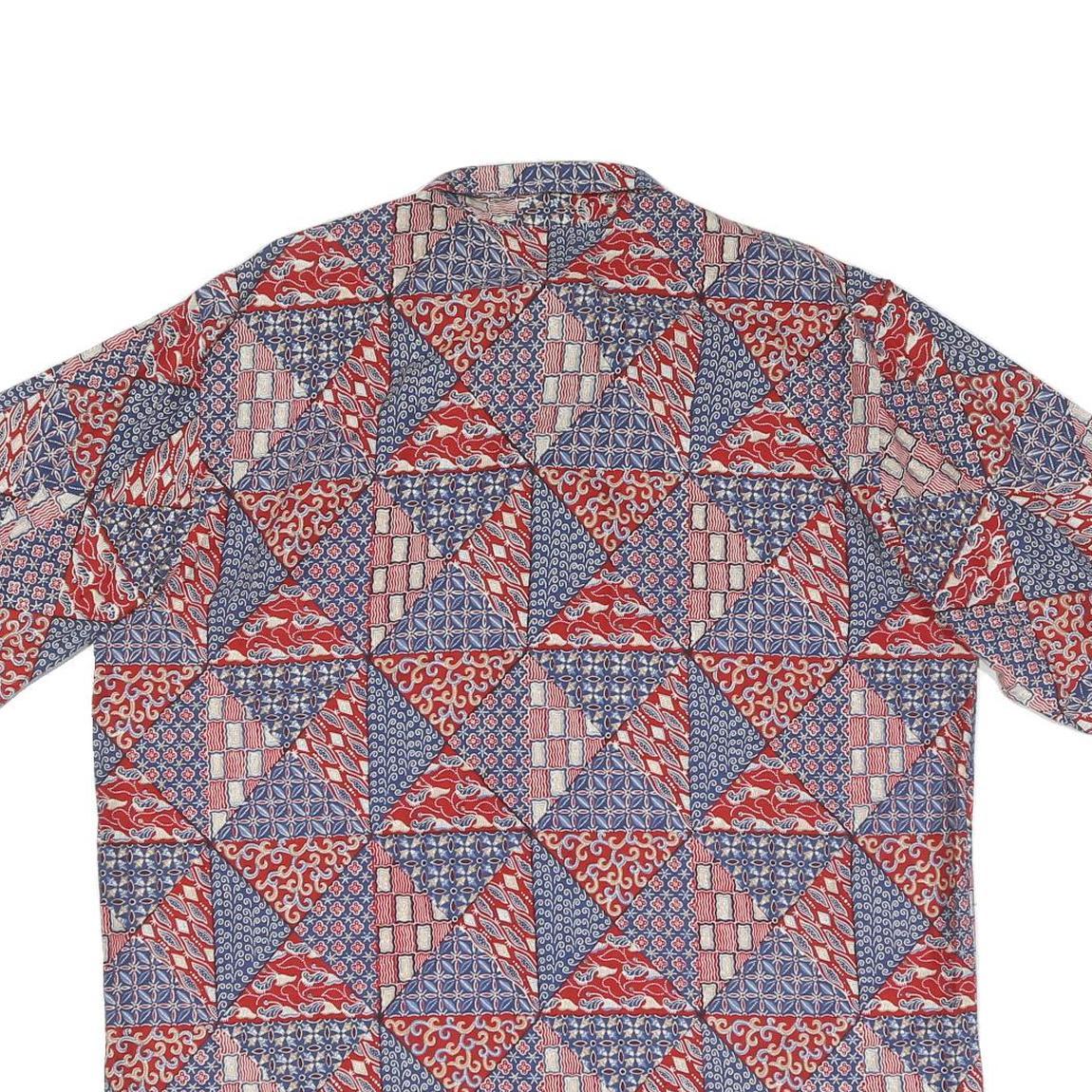 Mens Red Blue Pattern Shirt XL Cotton Blend Casual Summer Holiday Style
