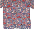 Mens Red Blue Pattern Shirt XL Cotton Blend Casual Summer Holiday Style