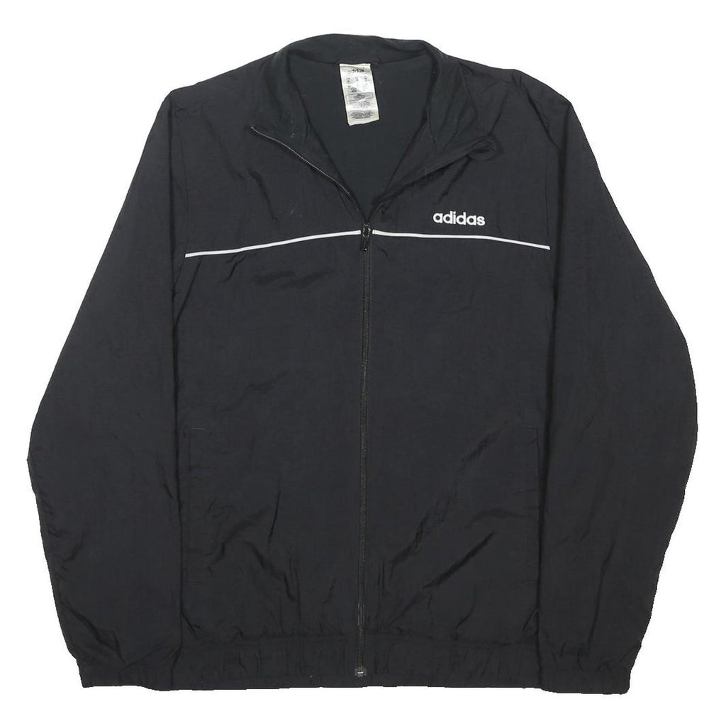 ADIDAS Mens Black Track Jacket M Polyester Blend Zip Plain Sportswear