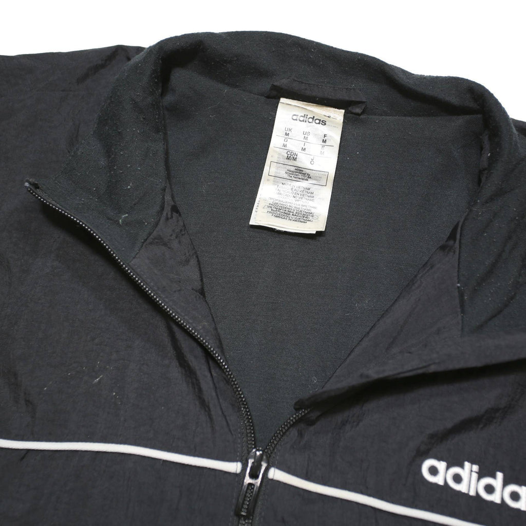 ADIDAS Mens Black Track Jacket M Polyester Blend Zip Plain Sportswear