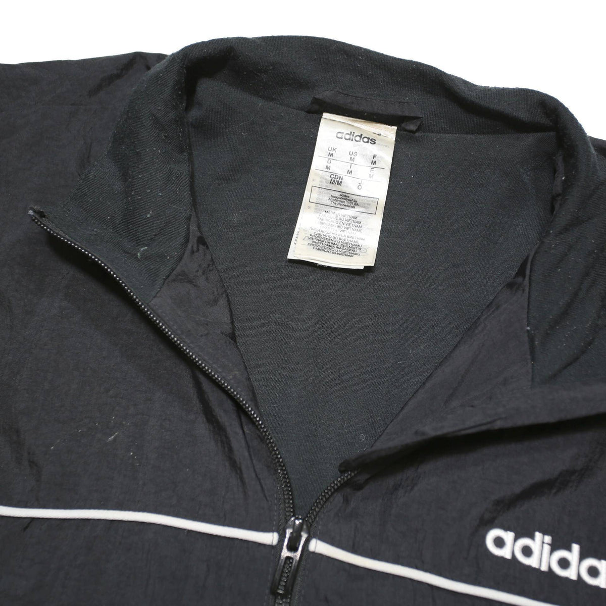 ADIDAS Mens Black Track Jacket M Polyester Blend Zip Plain Sportswear