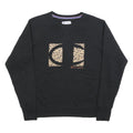 CHAMPION Womens Black Sweatshirt XL Cotton Round Neck Leopard Print Logo