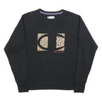 CHAMPION Womens Black Sweatshirt XL Cotton Round Neck Leopard Print Logo