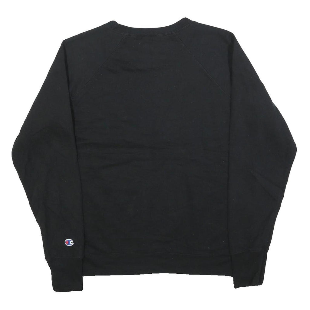 CHAMPION Womens Black Sweatshirt XL Cotton Round Neck Leopard Print Logo