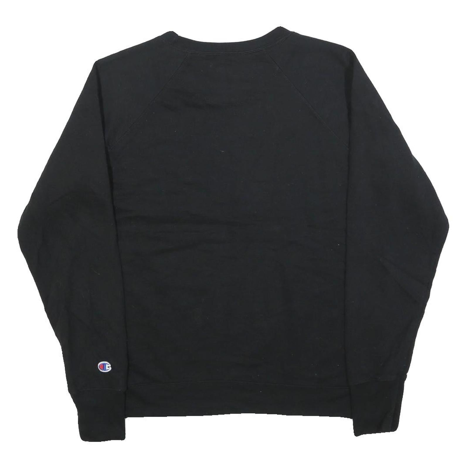 CHAMPION Womens Black Sweatshirt XL Cotton Round Neck Leopard Print Logo