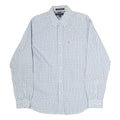 TOMMY HILFIGER Mens White & Blue Check Shirt L Button-Down Collar Casual Cotton