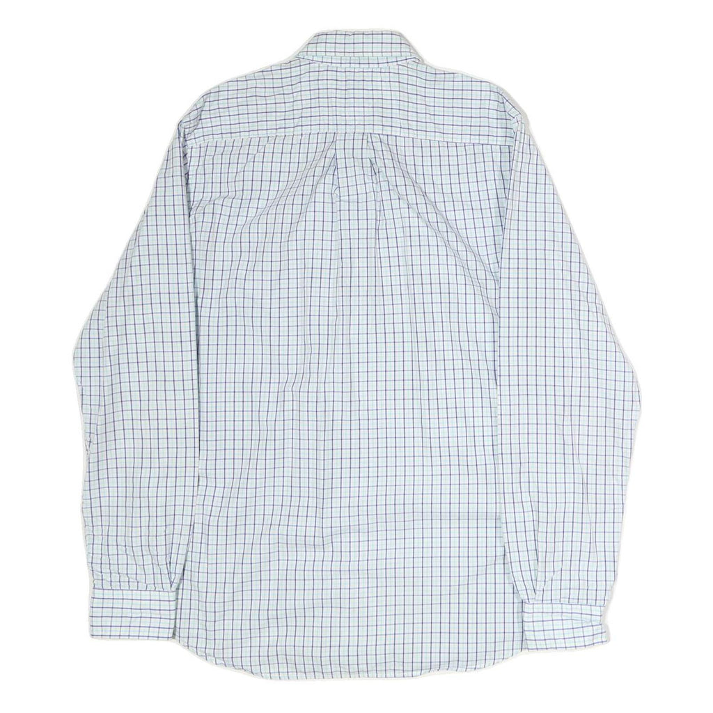 TOMMY HILFIGER Mens White & Blue Check Shirt L Button-Down Collar Casual Cotton