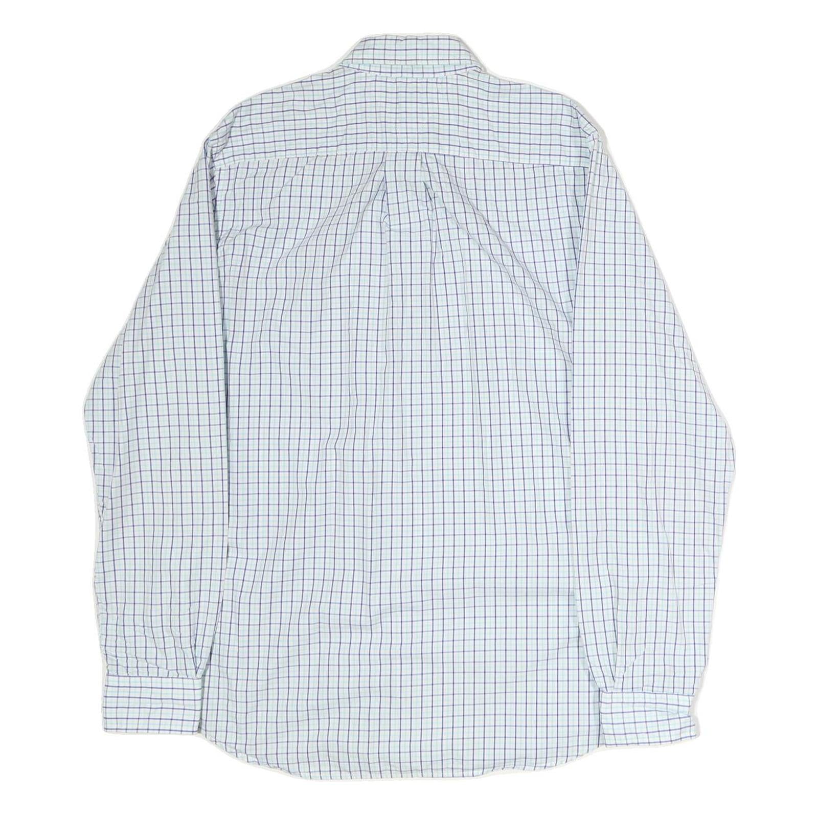 TOMMY HILFIGER Mens White & Blue Check Shirt L Button-Down Collar Casual Cotton
