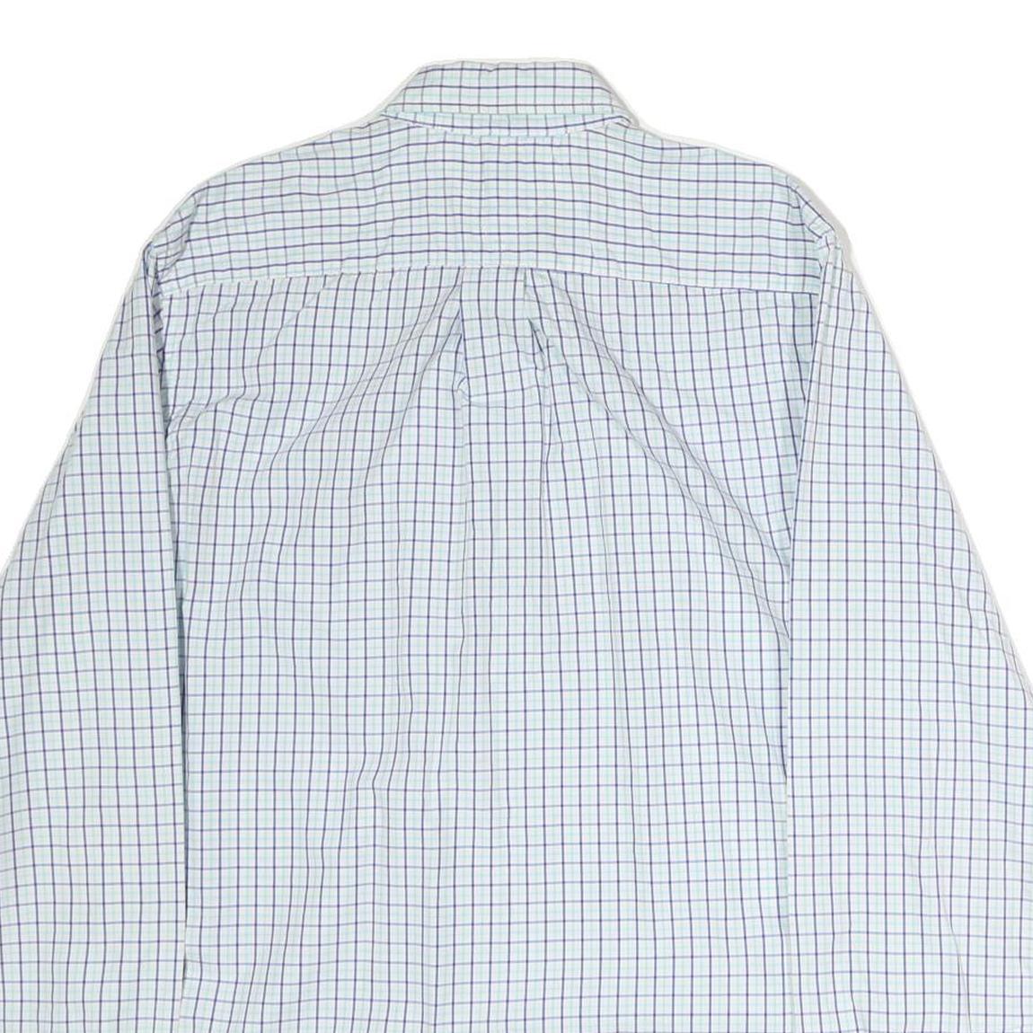 TOMMY HILFIGER Mens White & Blue Check Shirt L Button-Down Collar Casual Cotton