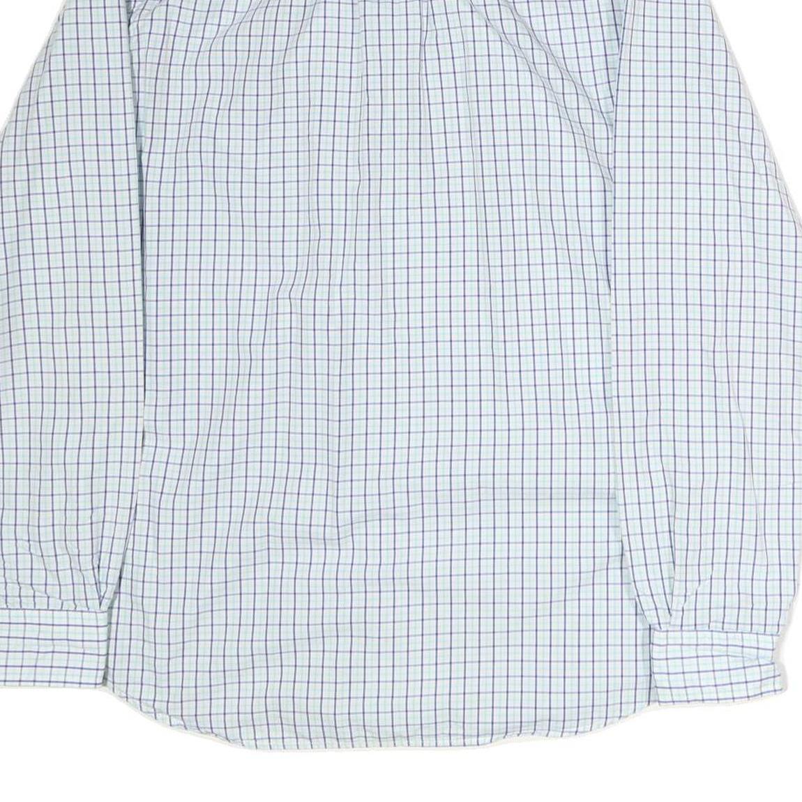 TOMMY HILFIGER Mens White & Blue Check Shirt L Button-Down Collar Casual Cotton