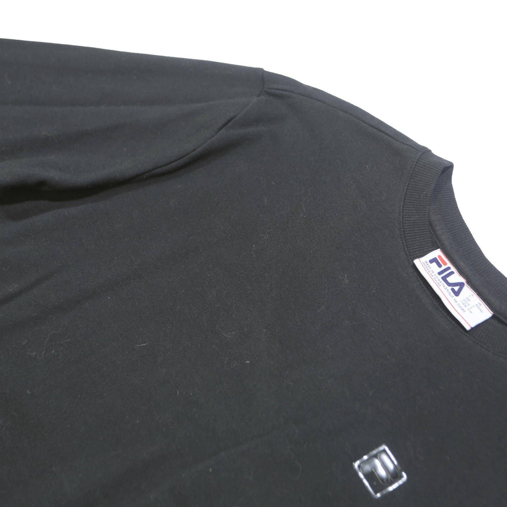 FILA Mens Black Crew Neck S Logo Sweatshirt Cotton Blend Pullover Casual