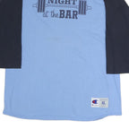 CHAMPION Mens Blue & Black Graphic Raglan XL Long Sleeve Crew Neck Fitness