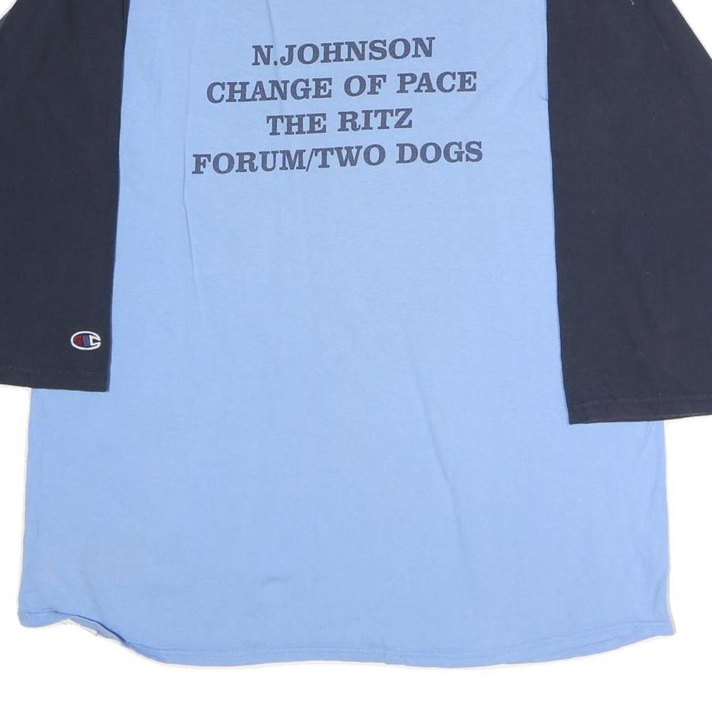 CHAMPION Mens Blue & Black Graphic Raglan XL Long Sleeve Crew Neck Fitness