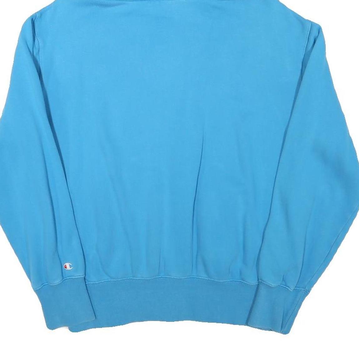 CHAMPION Mens Blue Pullover Hoodie M Logo Print Cotton Blend