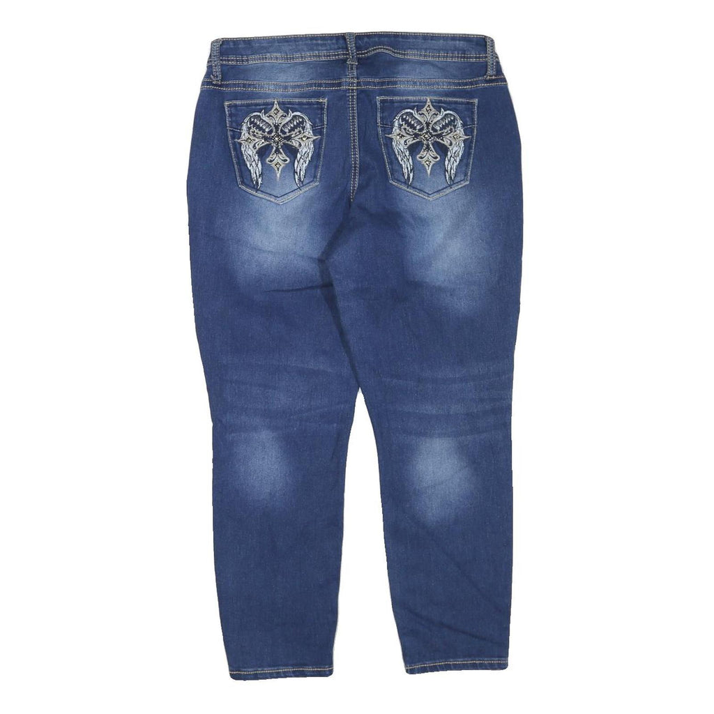 HYDRAULIC Womens Regular Blue Skinny Denim Medium W34 L27 Embroidered Pockets