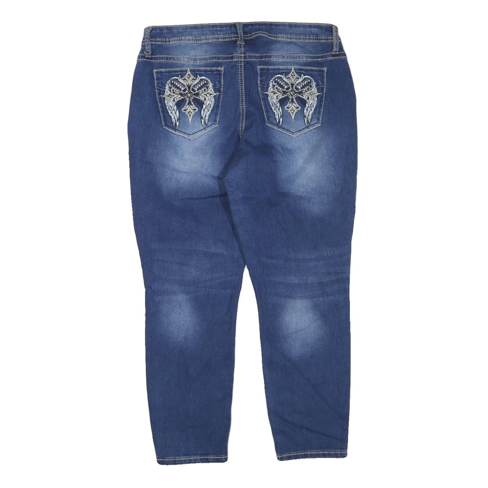 HYDRAULIC Womens Regular Blue Skinny Denim Medium W34 L27 Embroidered Pockets